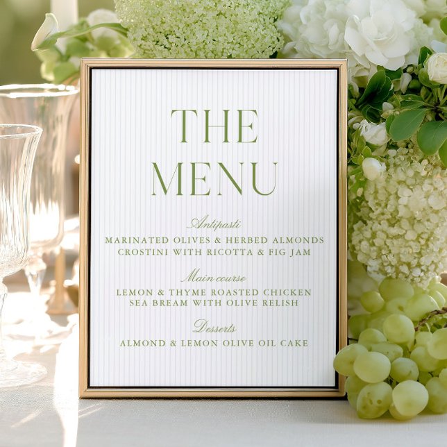 Elegant Sage Green & Soft Blue Wedding Menu Sign (Elegant Sage Green & Soft Blue Wedding Menu Sign)