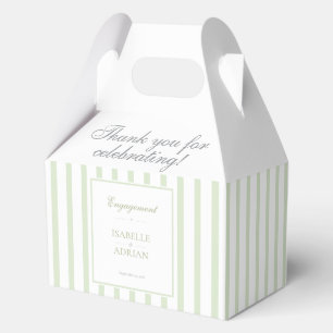 Elegant Sage Green Stripe Engagement Gable Favor Boxes