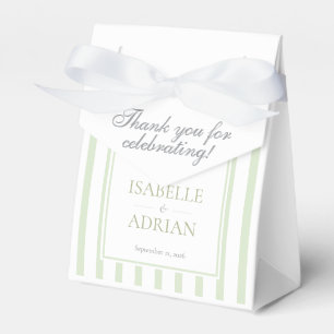 Elegant Sage Green Stripe Engagement Party Favor Boxes