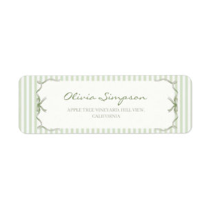 Elegant Sage Green Stripe Wedding Address Label