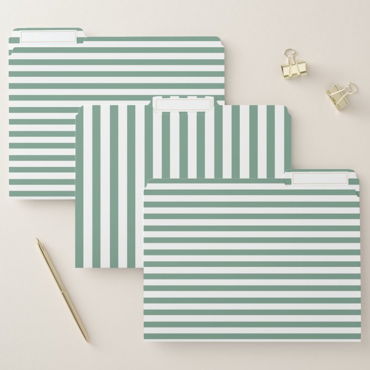Elegant Sage Green Striped File Folder Zazzle