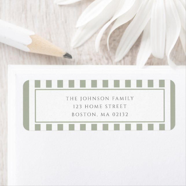 Elegant Sage Green Stripes Address Label (Insitu)