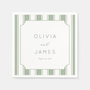 Elegant Sage Green Stripes Napkins