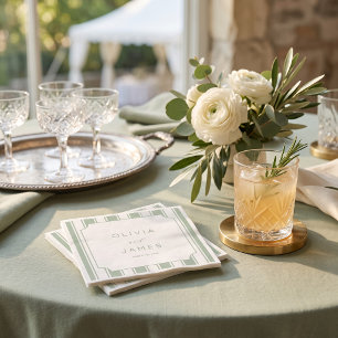 Elegant Sage Green Stripes Napkins