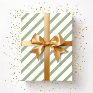 Elegant Sage Green Stripes Pattern Wrapping Paper