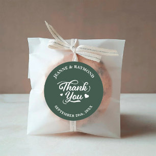 Elegant Sage Green Thank You Love Wedding Favor Classic Round Sticker