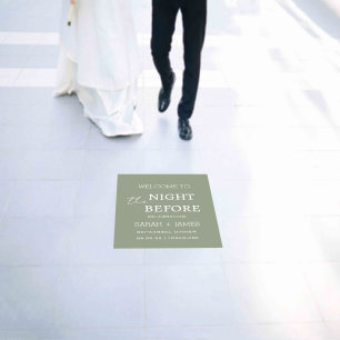 Elegant Sage Green the Night Before Wedding Sign Floor Decals