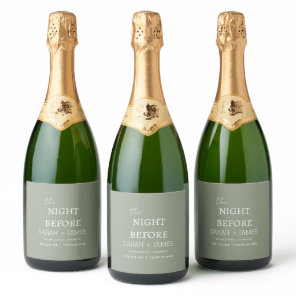 Elegant Sage Green the Night Before Wedding  Sparkling Wine Label