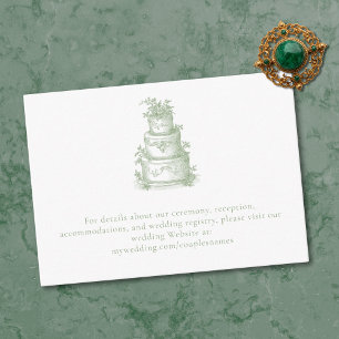 Elegant Sage Green Toile French Manor Wedding Enclosure Card