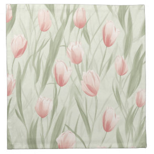 Elegant sage green tulip patten cloth napkin