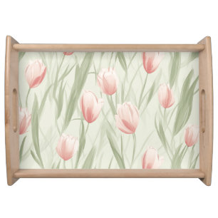Elegant sage green tulip patten serving tray