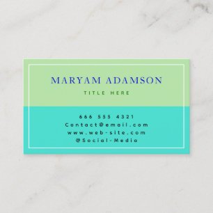 Elegant Sage Green & Turquoise & Black Border Calling Card
