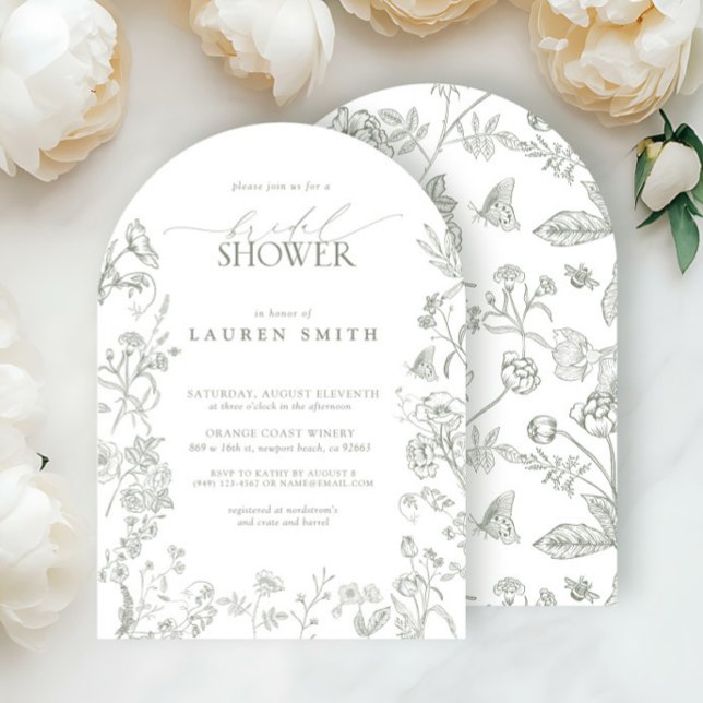 Elegant Sage Green Victorian Floral Bridal Shower Invitation (Creator Uploaded)