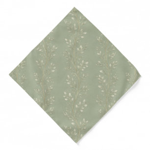 Elegant Sage Green Vine Delicate Botanical Bandana