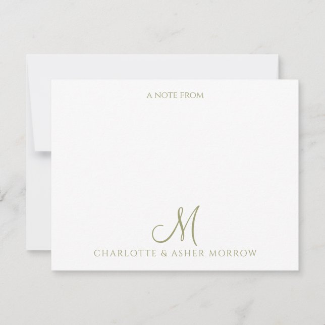 Elegant Sage Green Vine Pattern Note Card (Front)