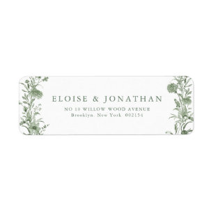 Elegant Sage Green Vintage Classic Wedding Address Label