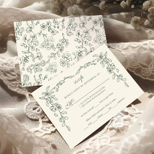 Elegant Sage Green Vintage Floral Wedding RSVP Card