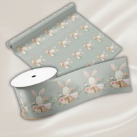 Elegant Sage Green Watercolor Bunny Rabbit Baby