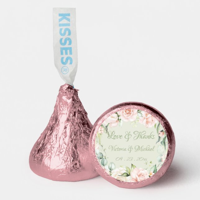 Elegant Sage Green Watercolor Elegant Calligraphy Hershey®'s Kisses® (Front)