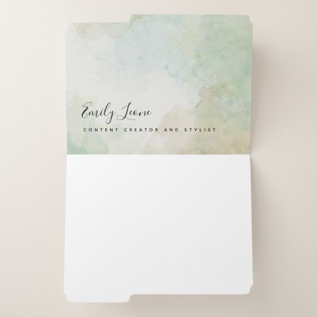 Elegant Sage Green Watercolor File Folder (Inside Right)