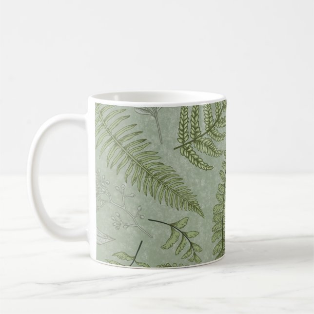 Elegant Sage Green Watercolor Floral  Coffee Mug (Left)