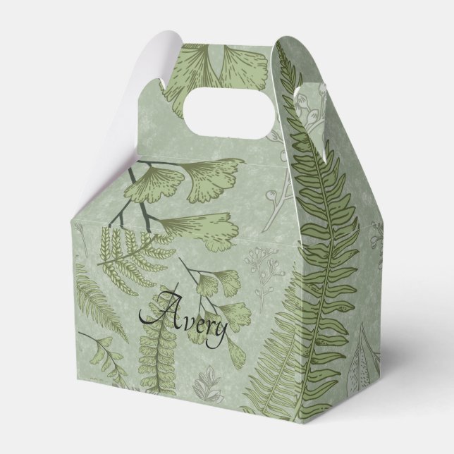 Elegant Sage Green Watercolor Floral  Favor Boxes (Front Side)