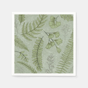 Elegant Sage Green Watercolor Floral  Napkins