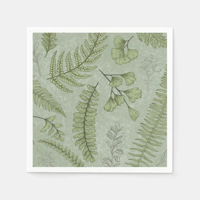 Elegant Sage Green Watercolor Floral  Napkins (Front)