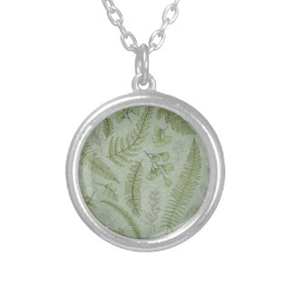 Elegant Sage Green Watercolor Floral Silver Plated Necklace