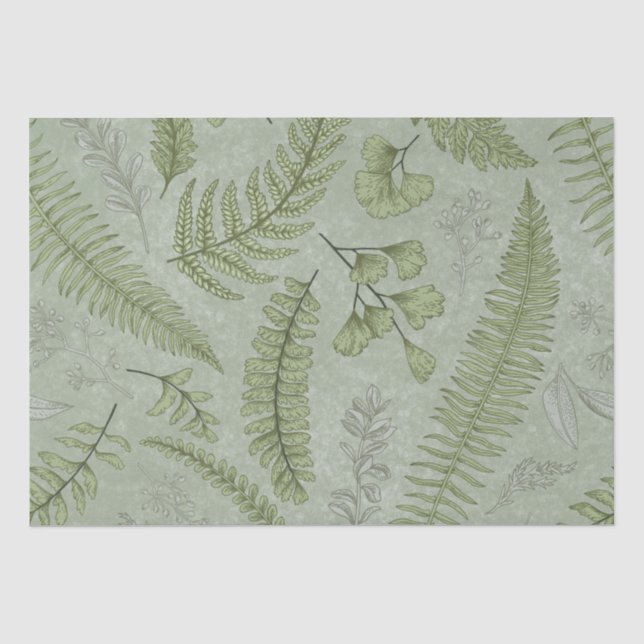 Elegant Sage Green Watercolor Floral  Tissue Paper (Front)