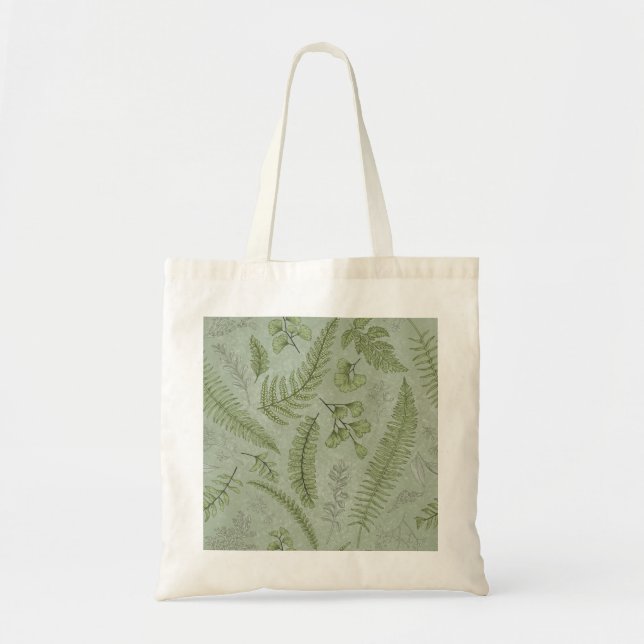 Elegant Sage Green Watercolor Floral  Tote Bag (Front)