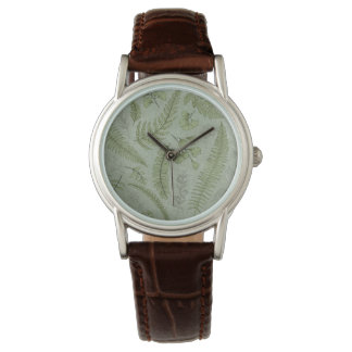 Elegant Sage Green Watercolor Floral Watch