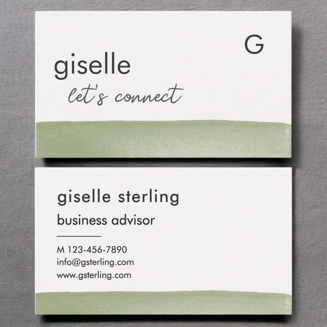 Elegant Sage Green Watercolor Modern Professional Business Card (Creator Uploaded)