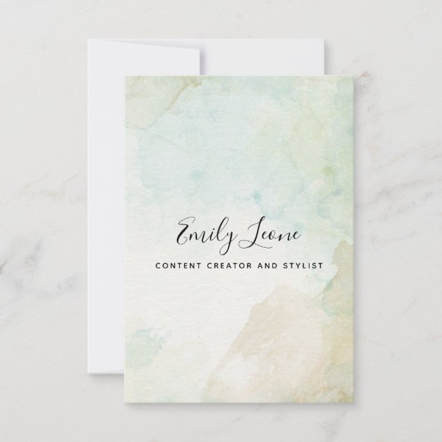 Elegant Sage Green Watercolor Note Card (Front)