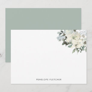 Elegant Sage Green Watercolour Floral Note Card