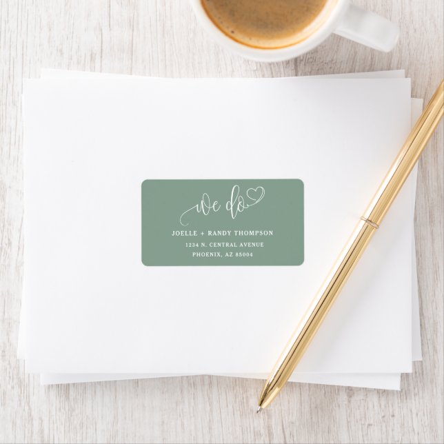 Elegant Sage Green We Do Wedding Return Address Label (Insitu)