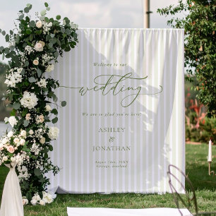 Elegant Sage Green Wedding Backdrop Tapestry