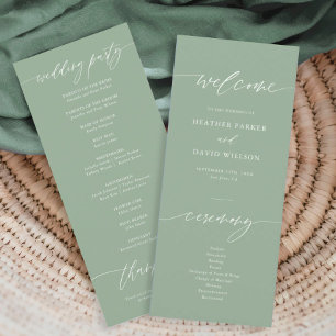 Elegant Sage Green Wedding Ceremony Program