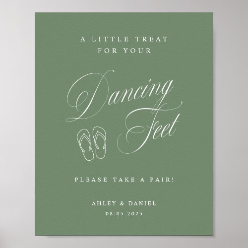 Elegant Sage Green Wedding Dancing Feet  Poster