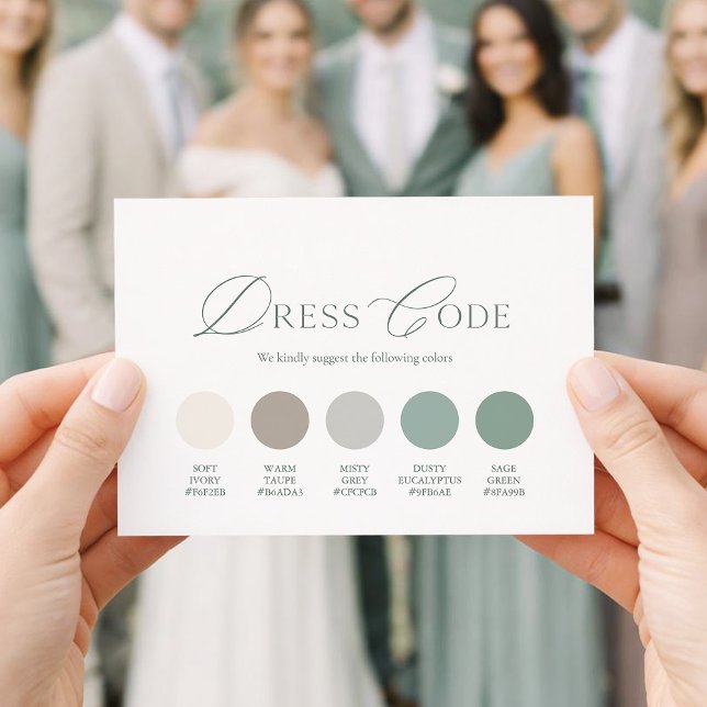 Elegant Sage Green Wedding Dress Code Card (Creator Uploaded)