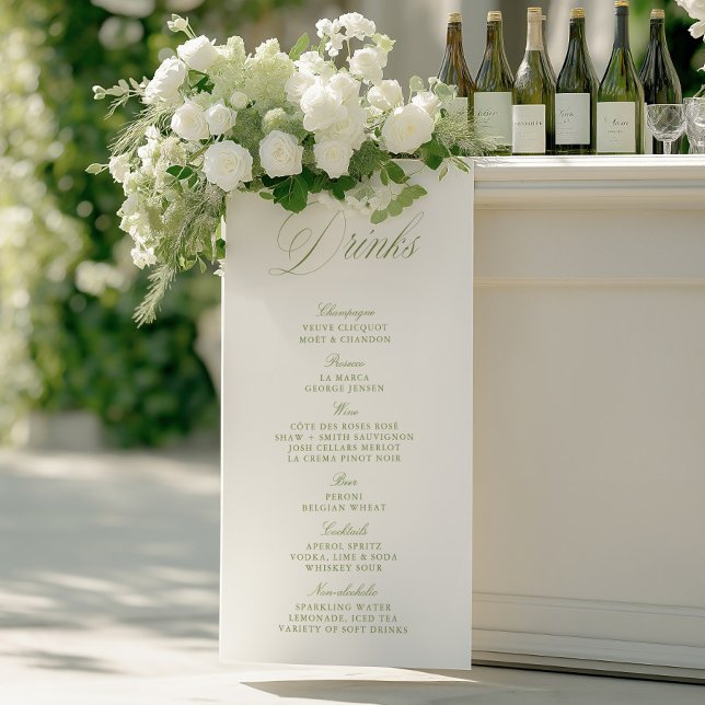 Elegant Sage Green Wedding Drinks Bar Menu Banner (Elegant Sage Green Wedding Drinks Bar Menu Banner)