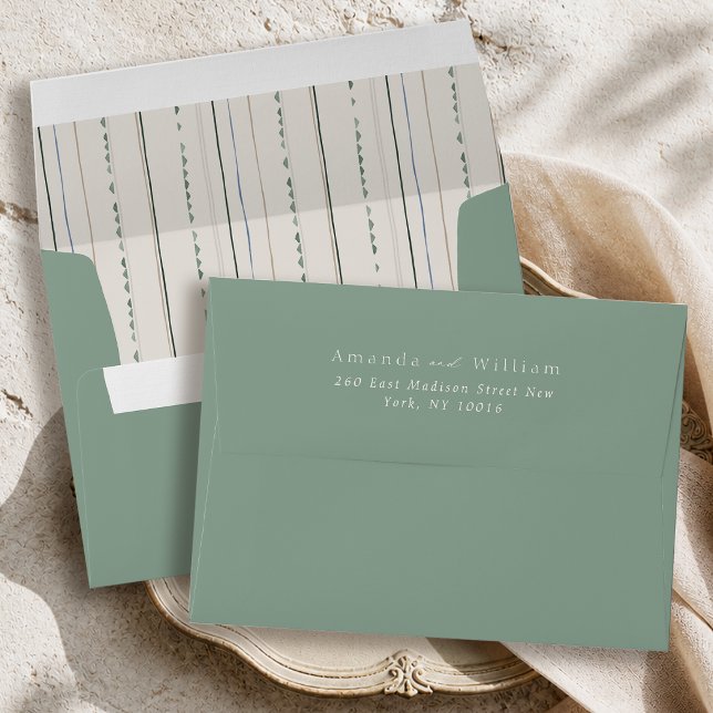 Elegant Sage Green Wedding Envelope with Pattern  (Creator Uploaded)