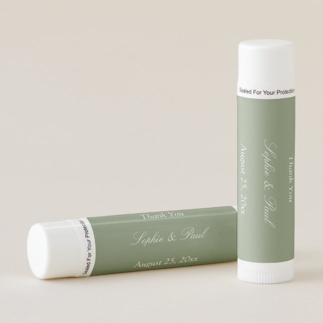 Elegant Sage Green Wedding Favor Lip Balm (Front)