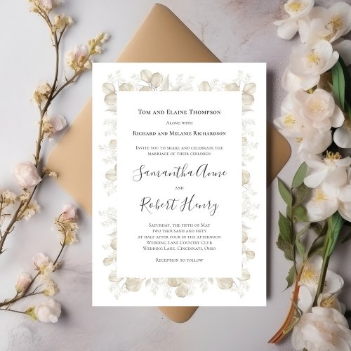 Elegant Sage Green Wedding Greenery  Invitation