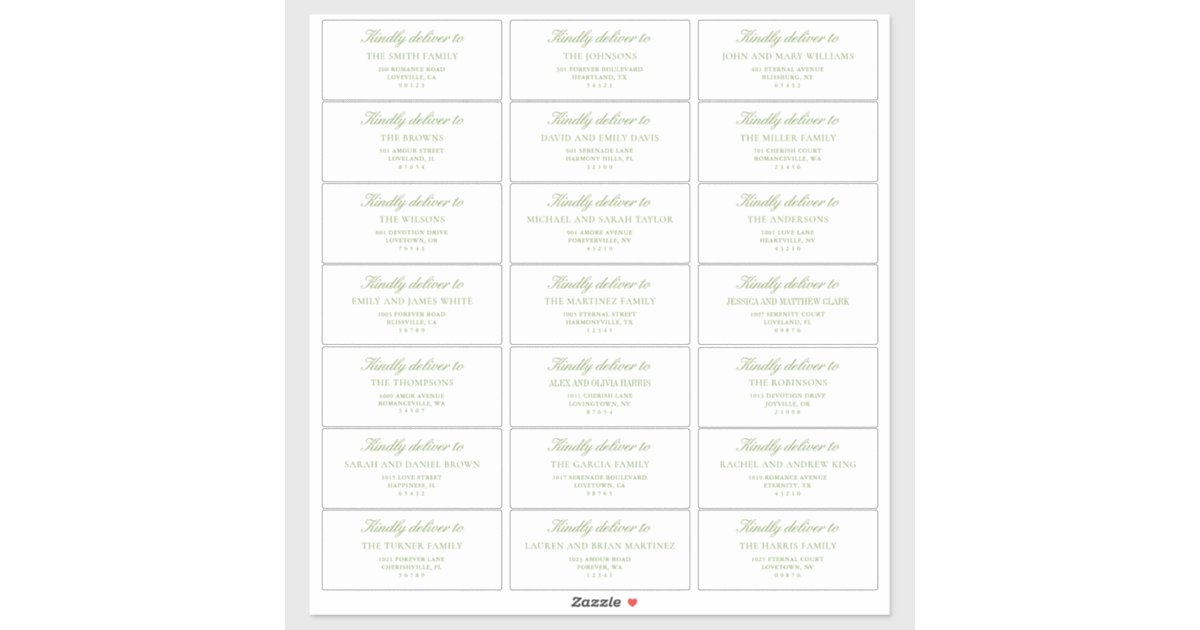 Sage Label Elegant Sage Green Wedding Guest Address Labels | Zazzle