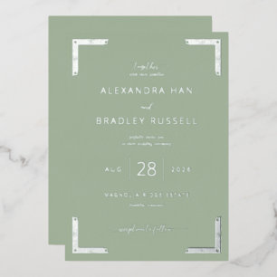 Elegant Sage Green Wedding Invitation Foil Invitation