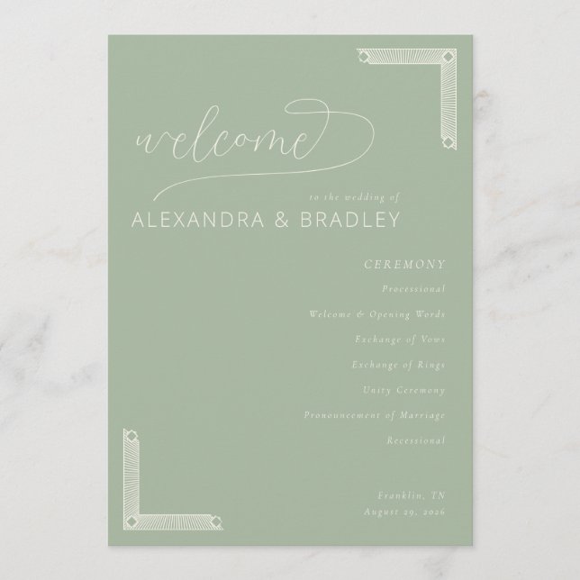 Elegant Sage Green Wedding Invitations (Front)