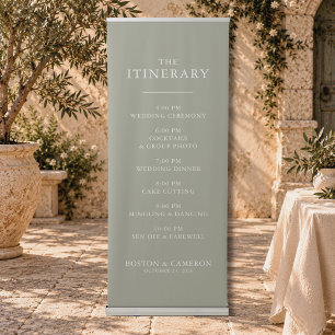 Elegant Sage Green Wedding Itinerary Welcome Sign