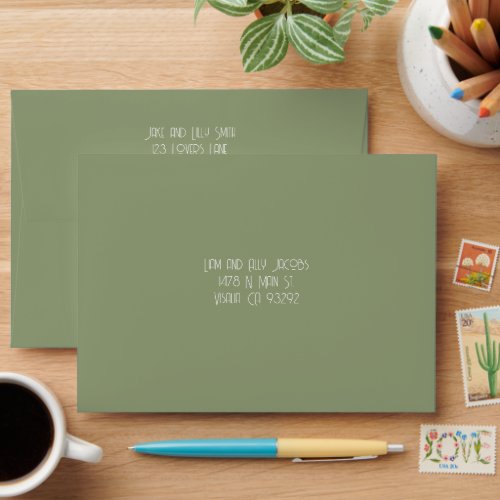 Elegant Sage Green Wedding Mailing Envelope