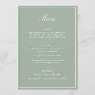 Elegant Sage Green Wedding Menu Script Calligraphy
